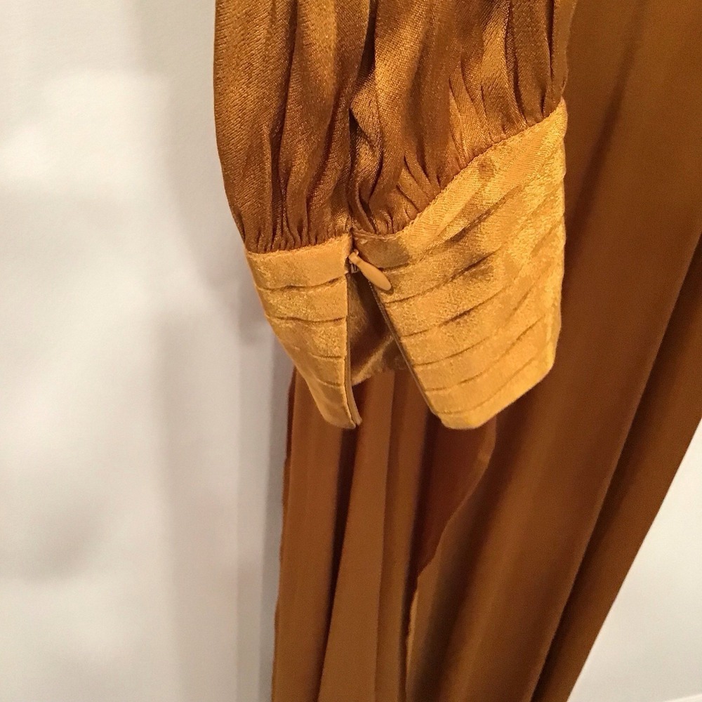 House of Harlow 1960 maxi Wrap dress Pumpkin Spice Orange Satin Medium W Flaw - Picture 12 of 16
